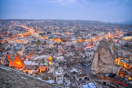 Goreme tourist city in Turkey with an unusual reliefの写真素材