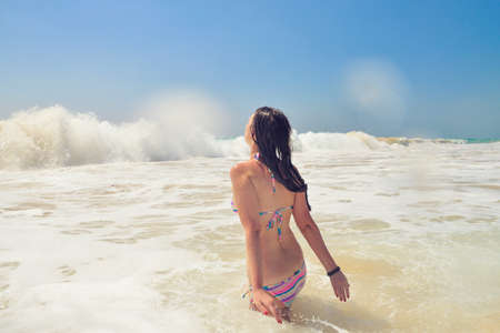 woman enjoying life in the ocean