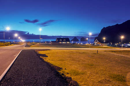 Road on the Westman islands in Iceland at night