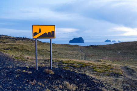 Road on the Westman islands in Iceland at nightの写真素材