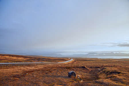 Asphalt road in Iceland, Autumn