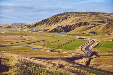 Asphalt road in Iceland, Autumnの写真素材