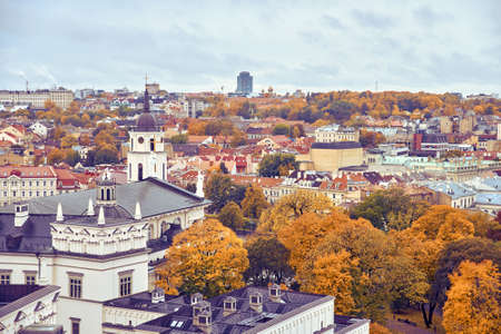 View from the height to the center of Vilniusの写真素材