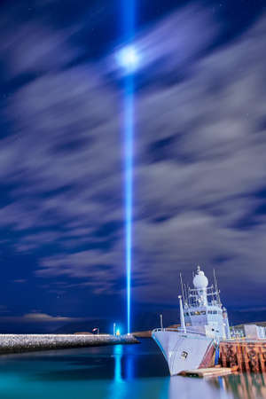 The Imagine Peace Tower on Videy island in Reykjavikの写真素材