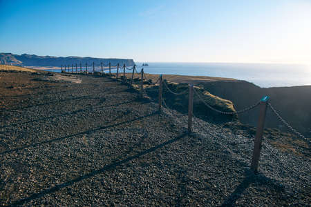 road on the coast of the Atlantic Ocean in Icelandの写真素材