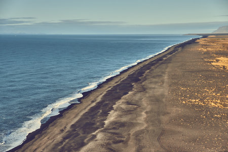 view of the coast of the Atlantic Ocean in Icelandの写真素材
