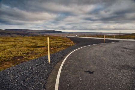 Asphalt road in Iceland, Autumnの写真素材