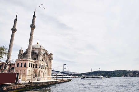 Ortakoy Mosque in Besiktas, Istanbul, Turkey, is one of the most popular locations on the Bosphorus.の写真素材