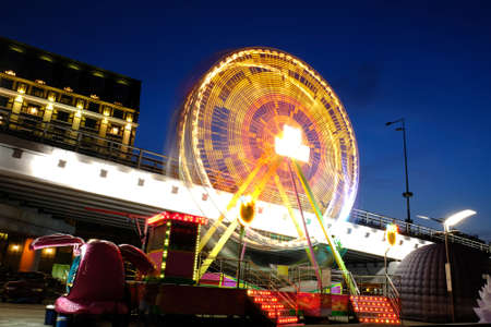 Rotating carousel in Kiev, Ukraineの写真素材