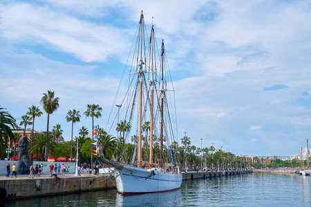 old ship in the port of Barcelonaの写真素材