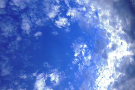 blue beautiful spring sky as backgroundの写真素材