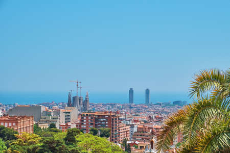 Top view of Barcelona and the seaの写真素材