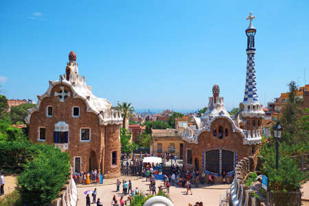 BARCELONA, SPAIN -MAY 18, 2018: Park Guell in the upper part of Barcelona, created by Antonio Gaudi in 1900-1914.のeditorial素材