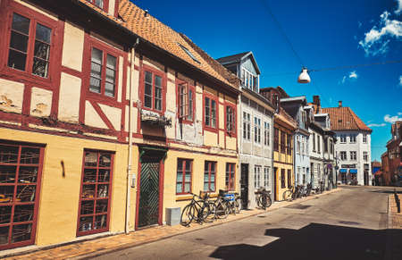 Denmark, Odense - June 30, 2018: Beautiful Streets of the Old Cityの写真素材