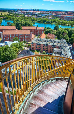steps to the viewpoint on the roof of the Church of Our Saviour, Copenhagenの写真素材
