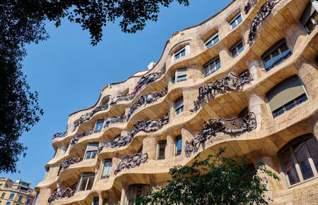 BARCELONA, SPAIN -MAY 19, 2018:  Casa Mila  is a renowned building located in  Barcelona and is one of Antoni Gaudiのeditorial素材