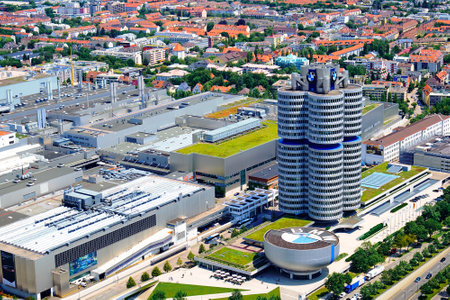 Germany, Munich - June 21, 2018: The BMW Museum is an automobile museum of BMW history located near the Olympiaparkのeditorial素材