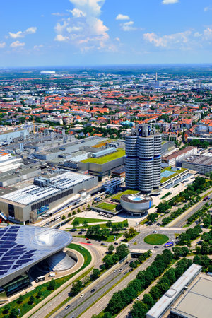 Germany, Munich - June 21, 2018: The BMW Museum is an automobile museum of BMW history located near the Olympiaparkのeditorial素材