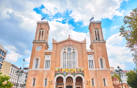 The Metropolitan Cathedral of the Annunciation is the cathedral church of the Archbishopric of Athens and all Greece.の写真素材