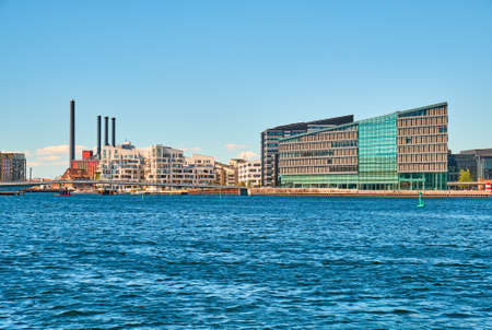 Modern buildings on the bank of the canal in Copenhagen, Denmark.
