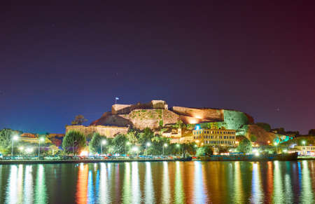The New Fortress at night  in Corfuのeditorial素材