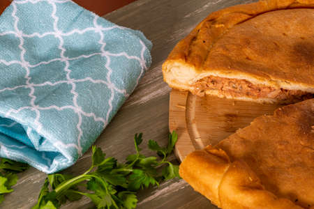 Galician cake, delicious lunch with vegetablesの写真素材