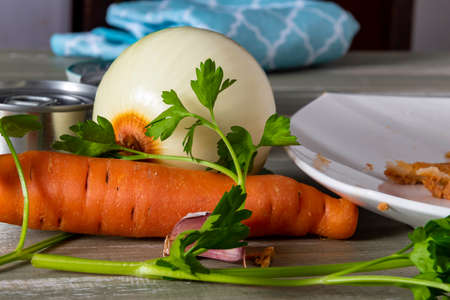 raw vegetables to prepare a sauceの写真素材
