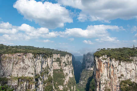 Natural and beautiful national park in Brazil with canyon and natural waterfalls in the mountainsの写真素材