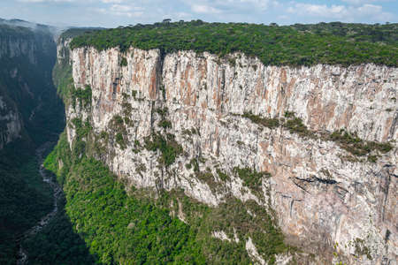 Natural and beautiful national park in Brazil with canyon and natural waterfalls in the mountainsの写真素材