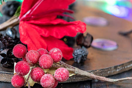 Christmas with rustic elements and dark wood