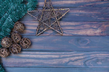 Christmas with rustic elements and dark woodの写真素材