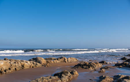 rocks on the oceanic coast of the Atlantic in Uruguay in unforgettable rideの写真素材