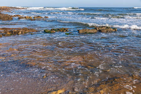 rocks on the oceanic coast of the Atlantic in Uruguay in unforgettable rideの写真素材