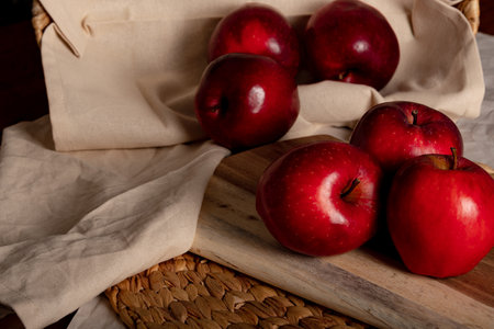 delicious red apples to enjoy at any time of the day and after exerciseの写真素材