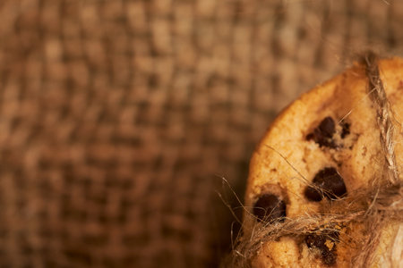 sweet and tasty chocolate chip cookies for homemade snackの写真素材