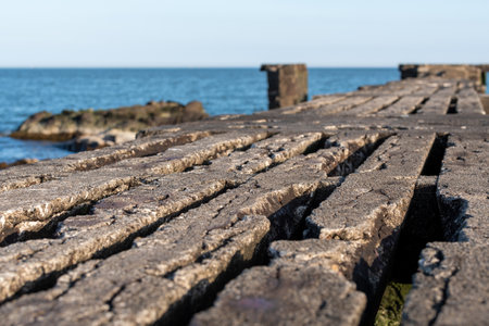 pier on the coast of Uruguay on a calm dayの写真素材