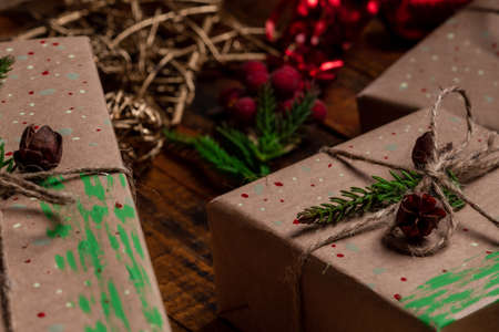many traditional gifts on christmas eve, handmade packages for the family