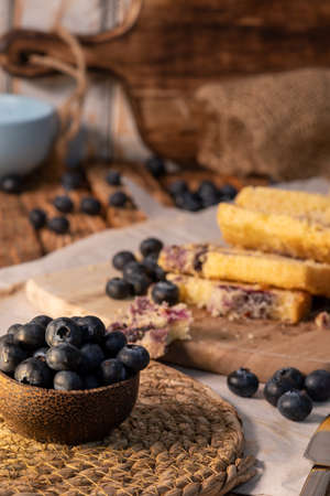 Rich homemade and natural blueberry bread for the dietの写真素材