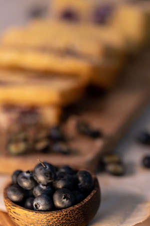 Rich homemade and natural blueberry bread for the dietの写真素材