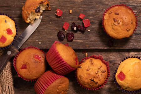 delicious homemade muffins with toasted nuts and seeds to enjoy with the familyの写真素材