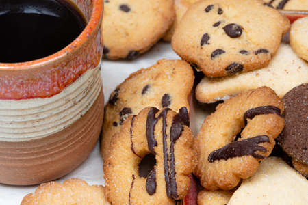 Homemade chocolate and sugar milk cookies for a family snack