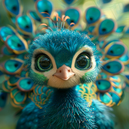 Peacock with peacock feathers, close-up portrait.の素材