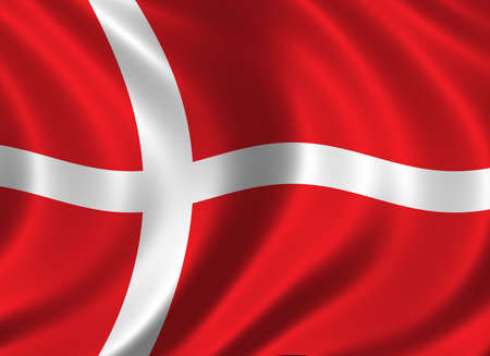 Flag of Denmark waving in the windの写真素材
