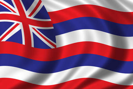 Flag of Hawaii waving in the windの写真素材