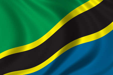 Flag of Tanzania waving in the windの写真素材