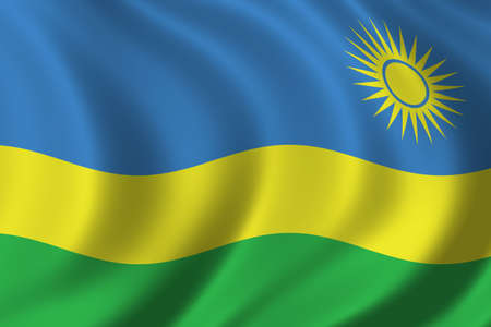 Flag of Rwanda waving in the windの写真素材