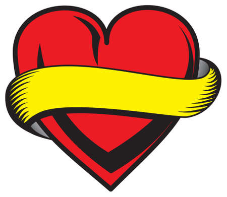 Valentine's heart with empty name bannerの写真素材