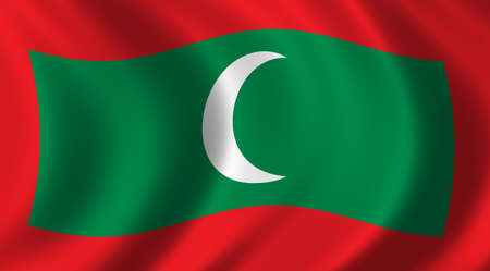 Flag of Maledives waving in the windの写真素材