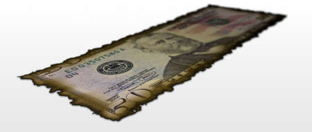 Burnt 50 Dollar bill - shallow depth of field