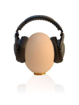 Prenatal Entertainment - sweaty egg with headphones onの写真素材